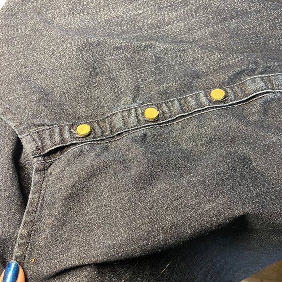 Chicos dark Denim Shirt Dress above knee Size 10 Button Detail Cotton stretch - Picture 9 of 13